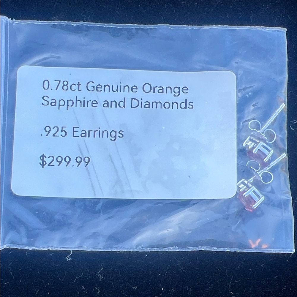 Orange Sapphire and Diamond Earrings